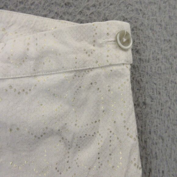 120% Lino Womens Linen Blend Pants size 42 Metallic Trousers Resort Island Coast - Picture 2 of 11